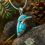 Turquoise Bird Pendant Necklace with Nature Inspired Bohemian Spirit Charm