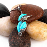 Turquoise Bird Pendant Necklace with Nature Inspired Bohemian Spirit Charm