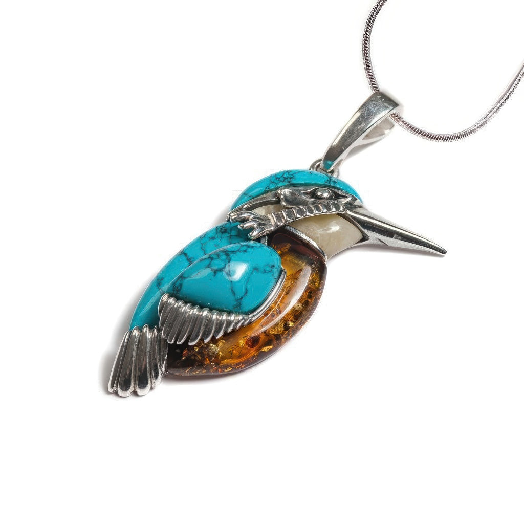 Turquoise Bird Pendant Necklace with Nature Inspired Bohemian Spirit Charm