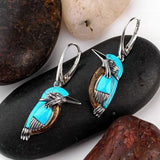 Bohemian Turquoise Bird Earrings with Nature Inspired Artistic Design
