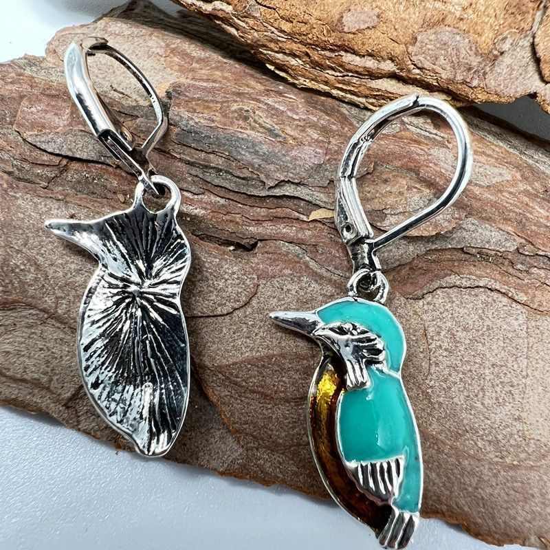 Bohemian Turquoise Bird Earrings with Nature Inspired Artistic Design