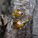 Adjustable Double Tiger’s Eye Ring with Golden Boho Style