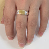 Wide Hammered Ring with Wrapped Golden Wire Detail