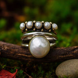 Bohemian Pearl Statement Ring with Natural Elegance and Charm