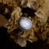Bohemian Oval Moonstone Ring with Vintage Nature Inspired Design