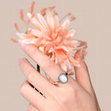 Bohemian Oval Moonstone Ring with Vintage Nature Inspired Design
