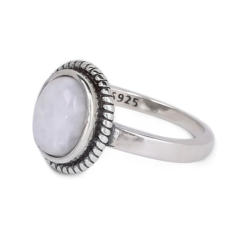 Bohemian Oval Moonstone Ring with Vintage Nature Inspired Design