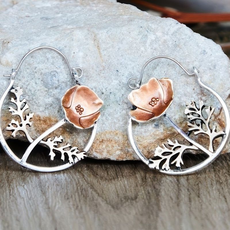 Bohemian Flower Hoop Earrings with Nature Inspired Artistic Design
