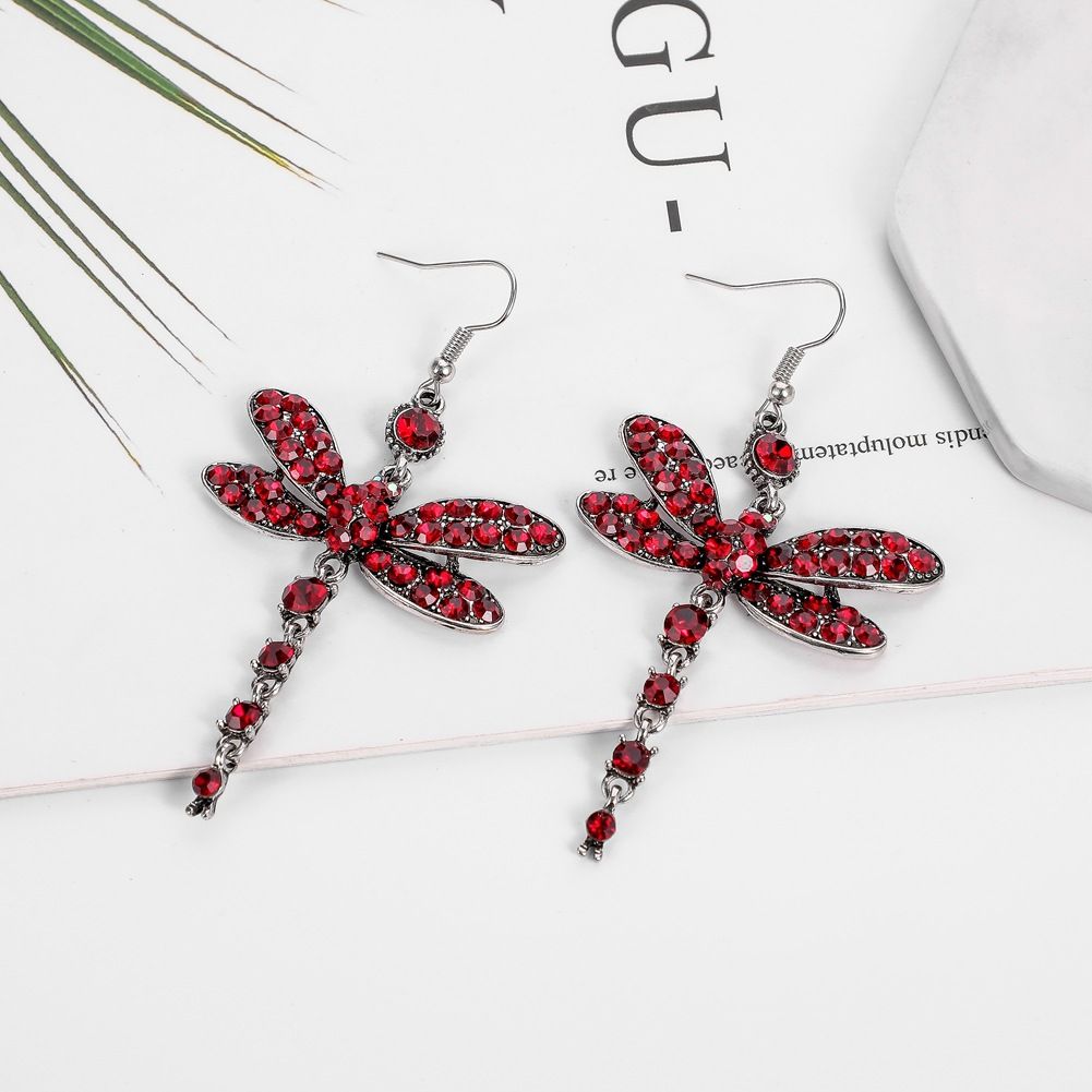 Bohemian Blue Crystal Dragonfly Earrings with Nature Inspired Design
