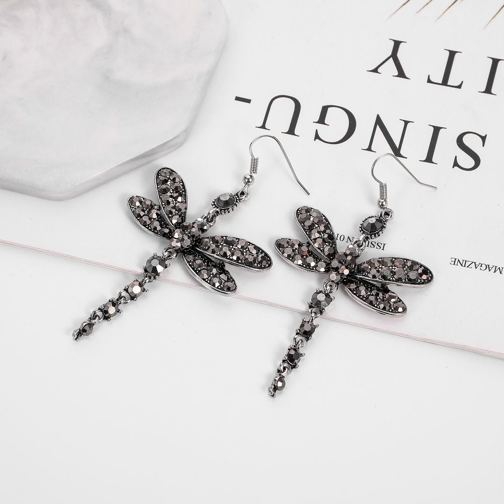 Bohemian Blue Crystal Dragonfly Earrings with Nature Inspired Design