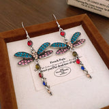 Bohemian Blue Crystal Dragonfly Earrings with Nature Inspired Design