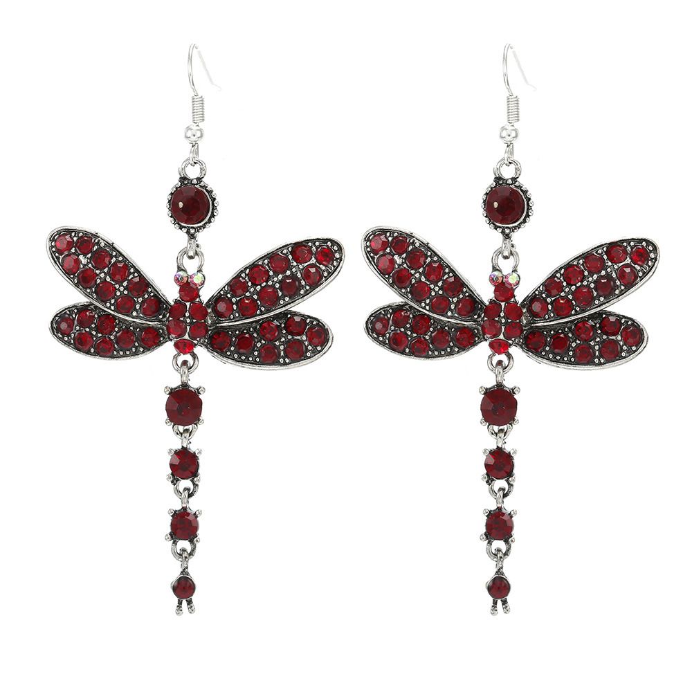 Bohemian Blue Crystal Dragonfly Earrings with Nature Inspired Design