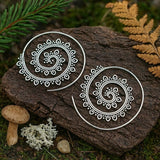 Bohemian Spiral Mandala Earrings with Nature Inspired Tribal Charm