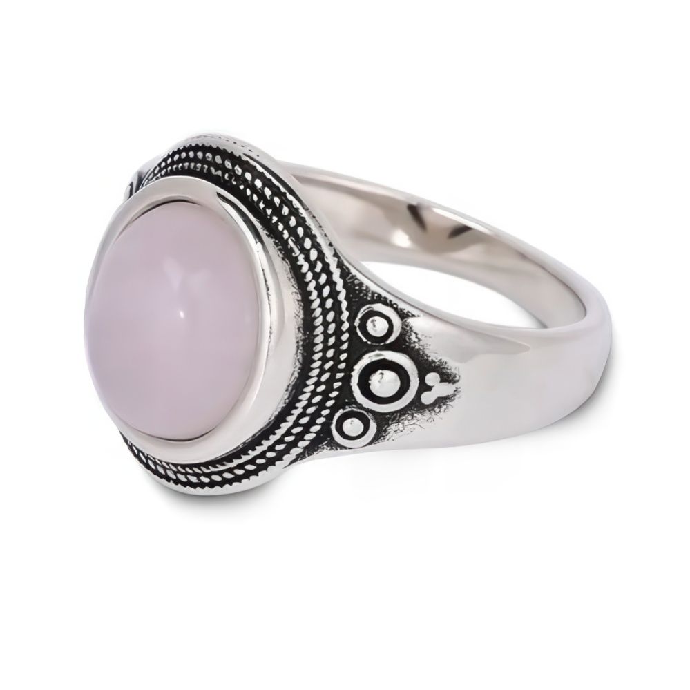 Vintage Rose Quartz Ring with Bohemian Nature Inspired Design