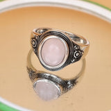Vintage Rose Quartz Ring with Bohemian Nature Inspired Design