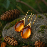 Lime Green Teardrop Earrings with Natural Glass Shine