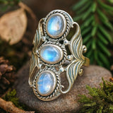 Wide Hammered Gold Ring with Bezel Set Crystals