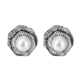 Vintage Pearl Flower Stud Earrings for Natural Elegance