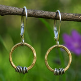 Wide Hammered Gold Ring with Bezel Set Crystals