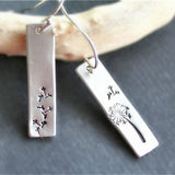 Rectangular Dandelion Earrings with Nature Inspired Minimalist Boho Style