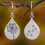 Teardrop Dandelion Earrings with Nature Inspired Minimalist Boho Charm