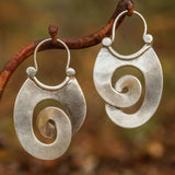 Artisan Swirl Drop Earrings in Brushed Sterling Silver