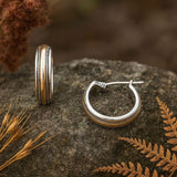 Two-Tone Hoop Earrings with Textured Edge Detailing