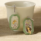 Leaf Drop Earrings Gold Silver Dangle Jewelry