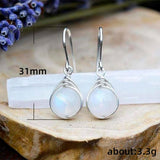 Moonstone Drop Earrings with Minimalist Wire Wrap Design