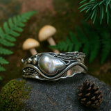 Organic Wave Band Ring with Baroque Pearl Centerpiece