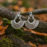 Boho Tribal Half Moon Earrings with Geometric Patterns