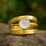 Boho Matte Gold Ring with Moonstone Centerpiece