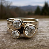 Elegant Triple Diamond Ring with Modern Nature Inspired Design