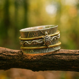 Rustic Turtle Spinner Ring with Nature-Inspired Bohemian Style