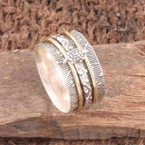Rustic Turtle Spinner Ring with Nature-Inspired Bohemian Style