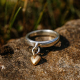 Rustic Heart Charm Ring with Nature-Inspired Minimalist Design