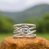 Minimalist Wave Swirl Ring with Open Band Design