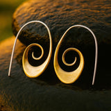 Golden Spiral Drop Earrings with Bohemian Nature-Inspired Style