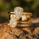 Golden Pear-Cut Double Diamond Ring with Nature Glow