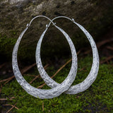 Rustic Hammered Teardrop Hoop Earrings for Boho Style