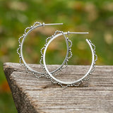 Bohemian Beaded Edge Hoop Earrings with Nature-Inspired Charm
