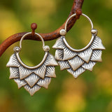 Bohemian Lotus Petal Hoop Earrings with Nature-Inspired Design