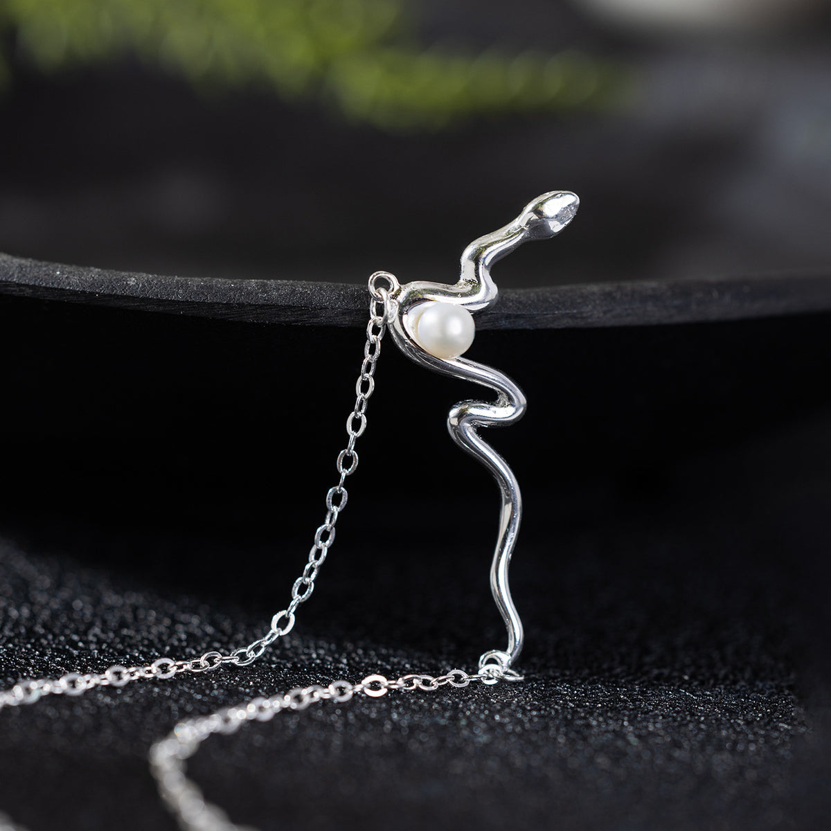 Serpent Pearl Necklace for Intuition, Power and Rebirth