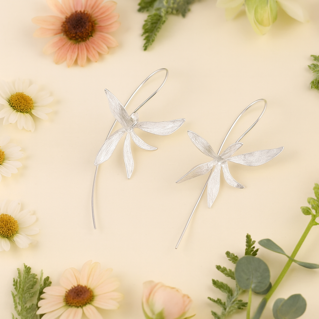 Orchid Drop Earrings – Sterling Silver or Gold