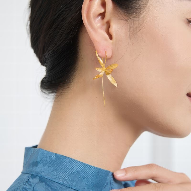 Orchid Drop Earrings – Sterling Silver or Gold