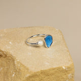 Ocean Agate and Pearl Ring for Intuition and Flow