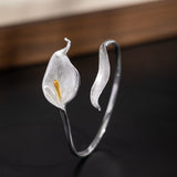 Silver Calla Lily Cuff Bracelet with Gold Accent