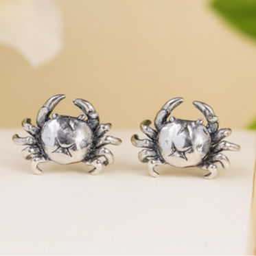 Crab Totem Stud Earrings for Protection and Water Energy