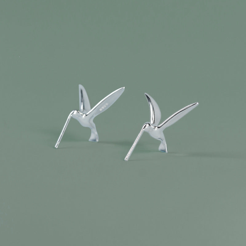 Silver Hummingbird Stud Earrings for Joy and Freedom