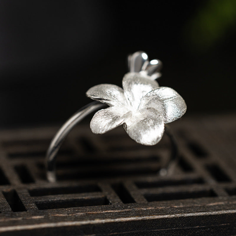 Sterling Silver Flower Ring – Botanical Nature-Inspired Jewelry